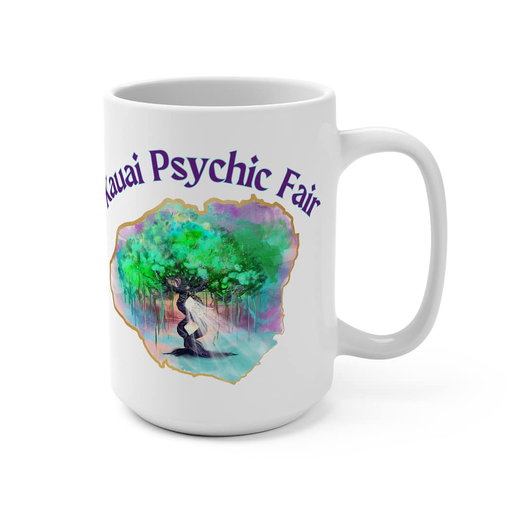 Kauai Psychic Fair 15oz Ceramic Mug — Tree of Life Spiritual Coffee Cup - Image 2