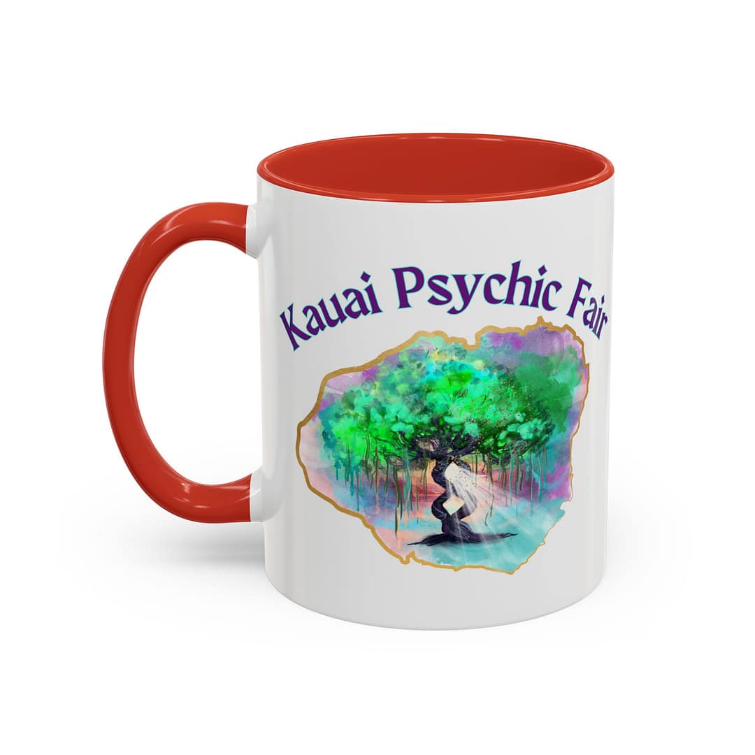 Kauai Psychic Fair Accent Coffee Mug – Mystic Tree Watercolor Design (11/15oz) - Image 15