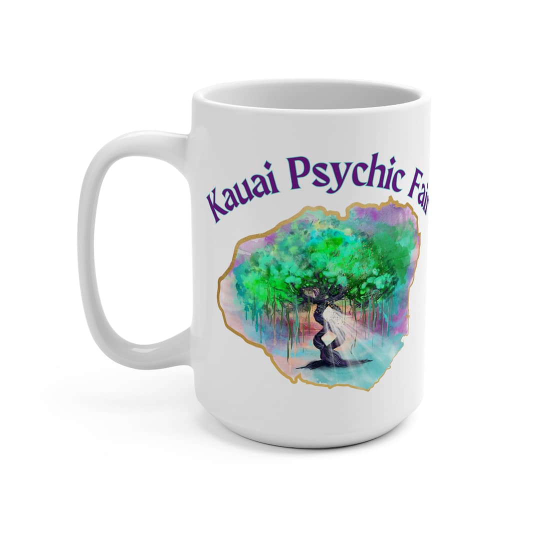 Kauai Psychic Fair 15oz Ceramic Mug — Tree of Life Spiritual Coffee Cup - Image 3