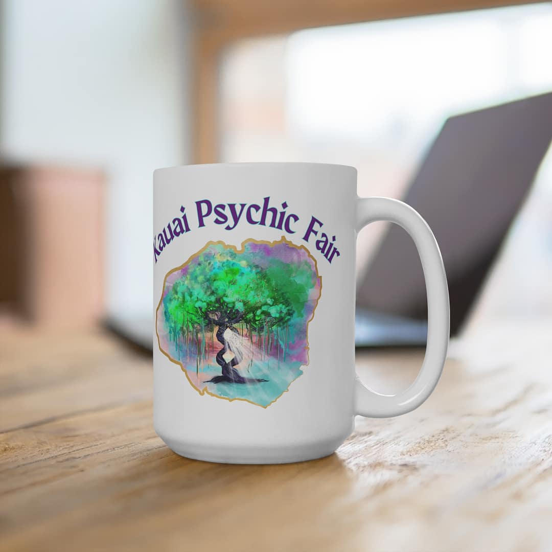 Kauai Psychic Fair 15oz Ceramic Mug — Tree of Life Spiritual Coffee Cup - Image 4