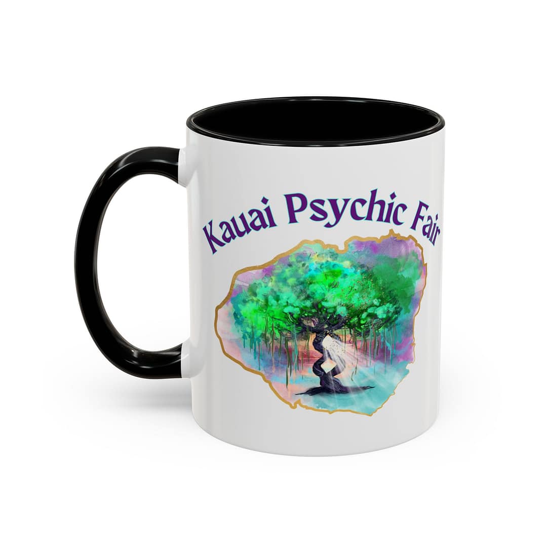 Kauai Psychic Fair Accent Coffee Mug – Mystic Tree Watercolor Design (11/15oz) - Image 3