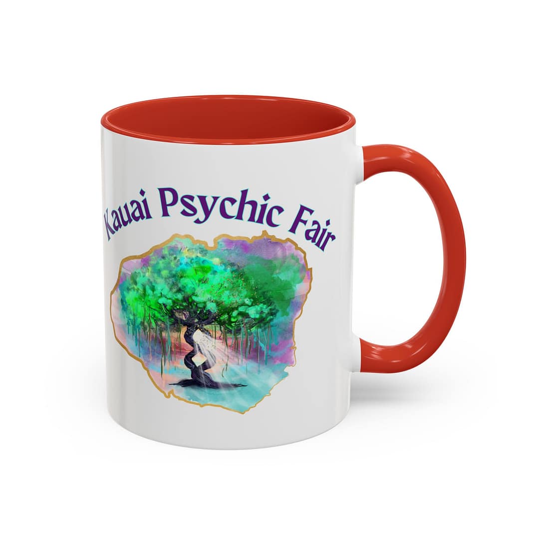 Kauai Psychic Fair Accent Coffee Mug – Mystic Tree Watercolor Design (11/15oz) - Image 14