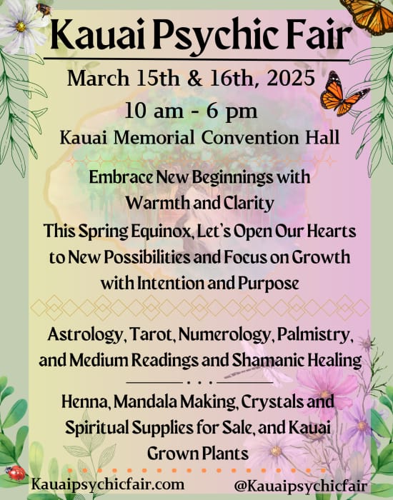 Kauai Psychic Fair Flyer March 2025